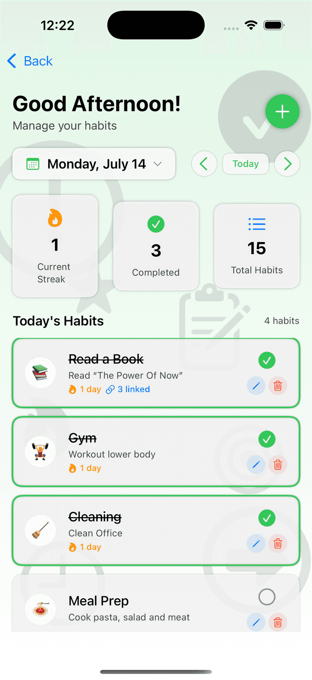 Project 1 - Habitime App - Habit List View